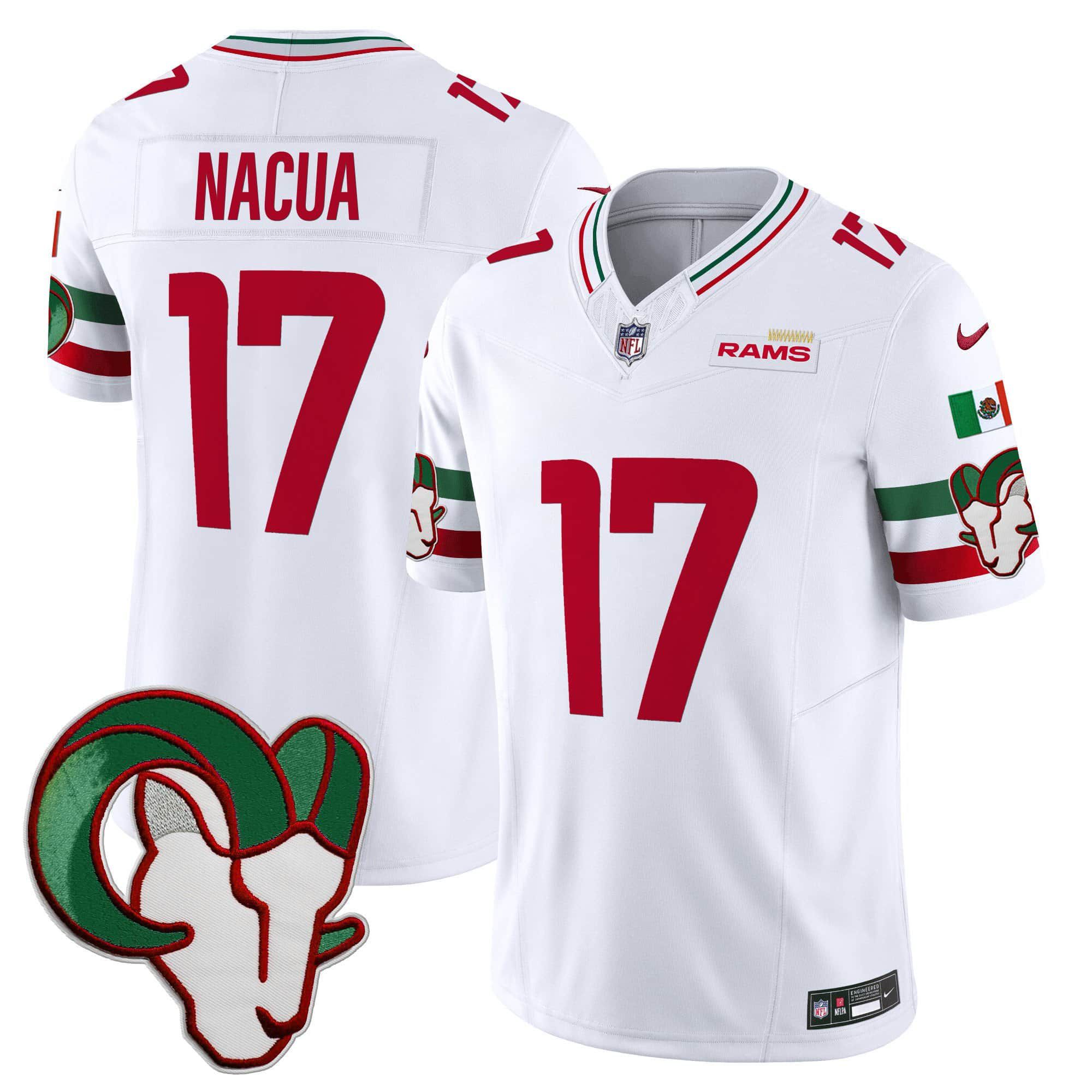 Men Los Angeles Rams 17 Nacua White 2024 Nike Mexico Vapor Limited NFL Jersey